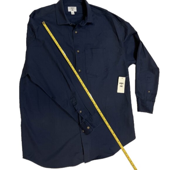 Mode of One Mens Relaxed Fit Button Down Twill Shirt Caspian Waters Color Size S - Picture 10 of 11